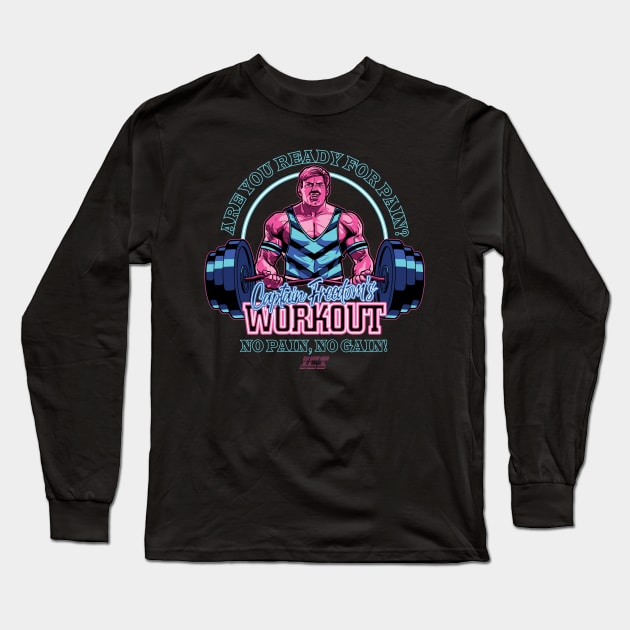 Captain Freedom's Workout Long Sleeve T-Shirt by boltfromtheblue